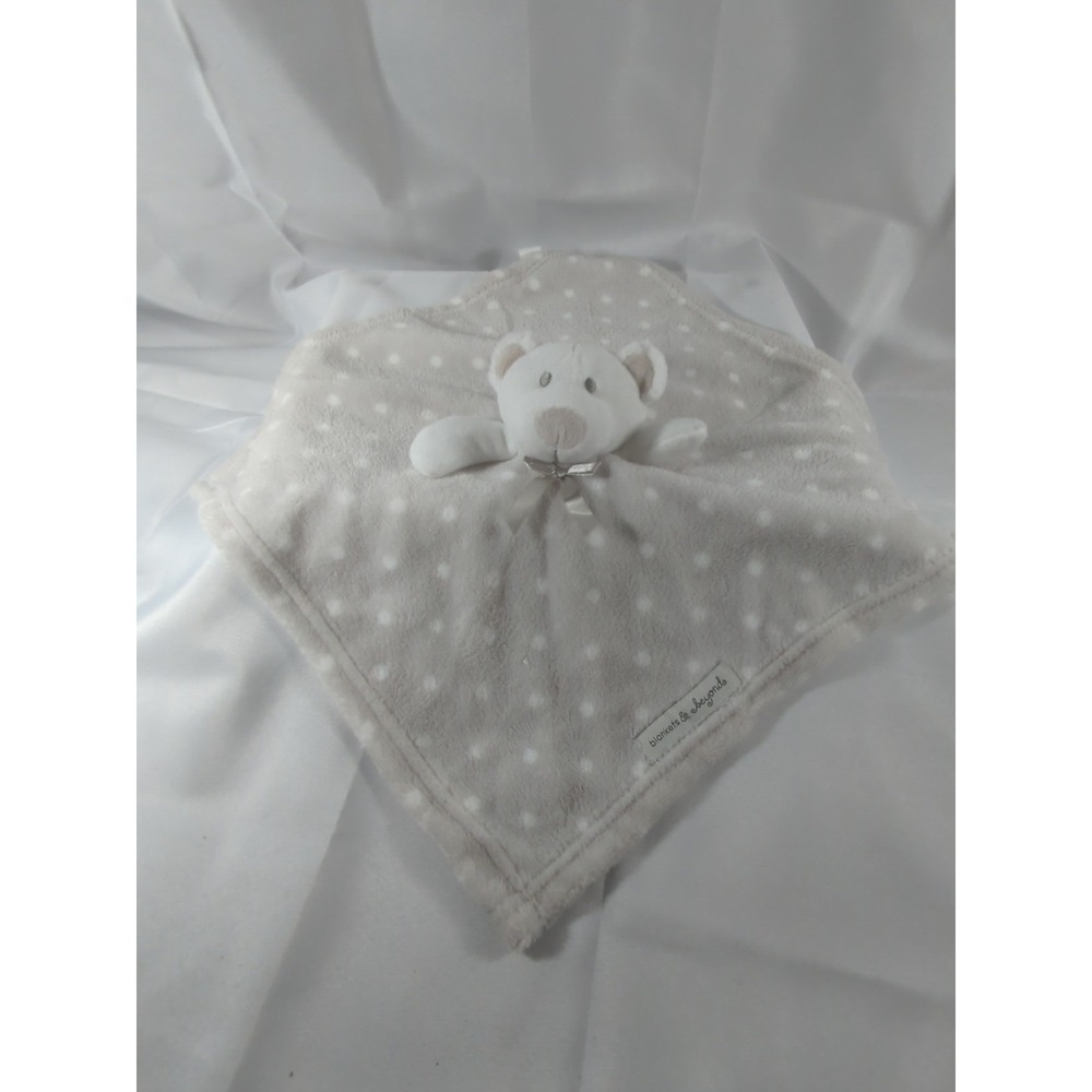Blankets and Beyond Soft Gray White Bear Fleece Lovey Security 2014 Polka Dot